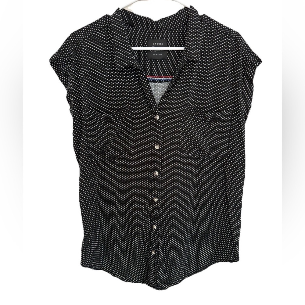 Jachs Girlfriend Women’s Black and White Polka Dot Button Down Shirt